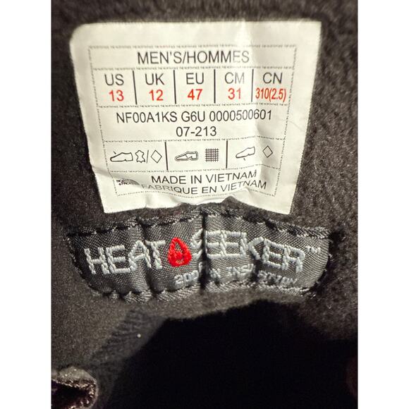 The North Face Snowfuse Winter Boots Men's Size 13 Brown Waterproof Suede - Picture 8 of 10